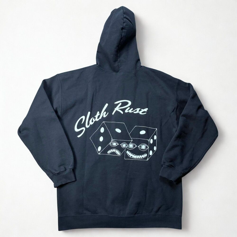 Gildan Snake Eyes Every Time Sloth Rust Mens Large Zip Band Hoodie Black - Picture 2 of 7